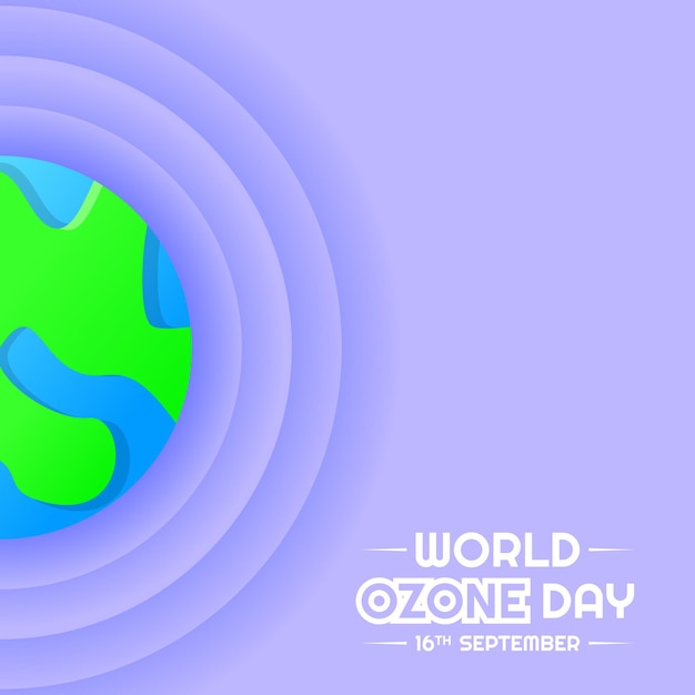 Papper cut background design for world ozone day earth globe and atmosphere modern colorful