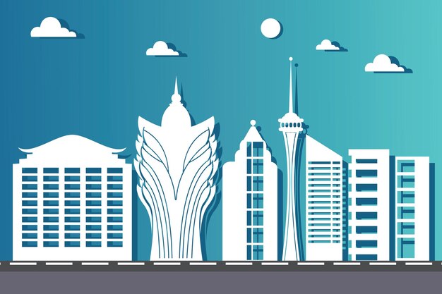 Vector papper cut city vector