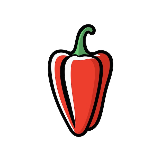 Paprika pepper flat vector material design isolato su sfondo bianco