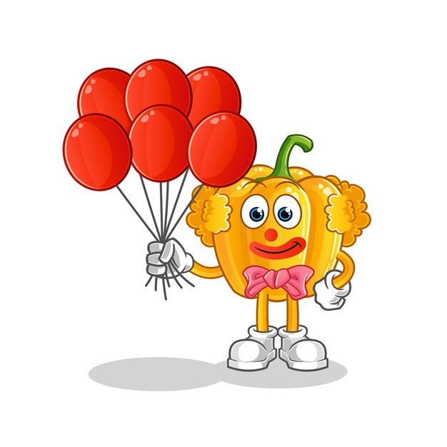 Paprika clown with balloons cartoon character