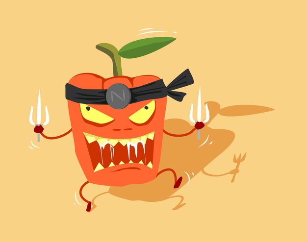 Vector paprika ninja cartoon