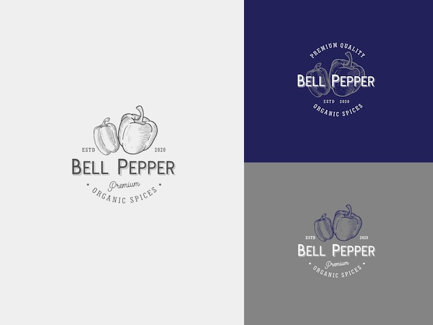 Paprika Spice Hand Draw Logo Template met Premium Vintage Typografie