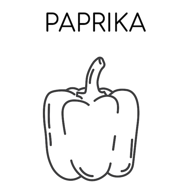 Paprika vegetable line icons illustration