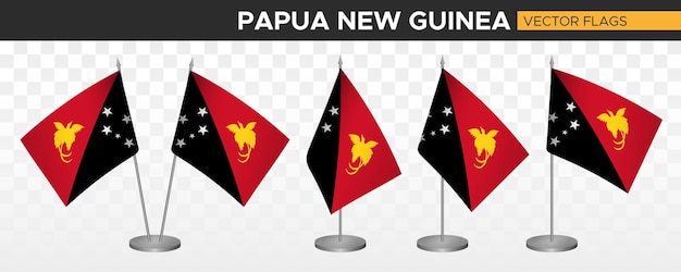 パプア ニューギニア デスク フラグ モックアップ 3 d ベクトル イラスト テーブル パプア ニューギニアの旗