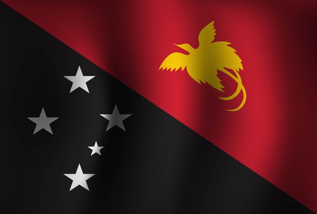 Vettore sfondo della bandiera della papua nuova guinea che sventola lo sfondo della bandiera nazionale 3d