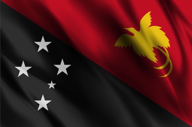 Papua new guinea flag waving silk effect 