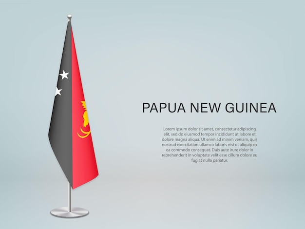 Bandiera della papua nuova guinea appesa al supporto modello per conferenza b