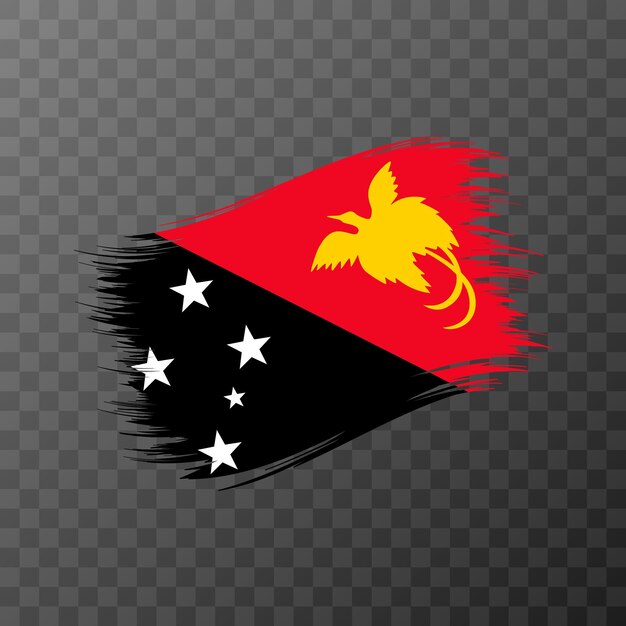 Papua New Guinea national flag Grunge brush stroke Vector illustration on transparent background