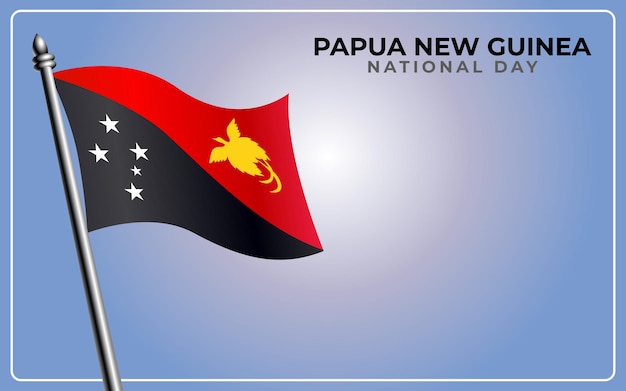 グラデーション カラーの背景に分離されたパプア ニューギニア国旗