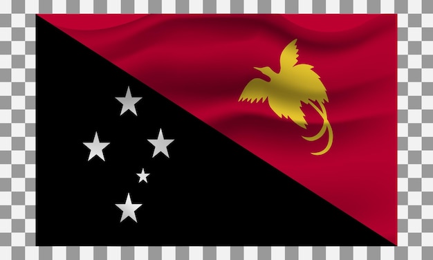 Вектор Папуа-новая гвинея развевающийся флаг дизайн флага национальный символ папуа-новой гвинеи 3d флаг