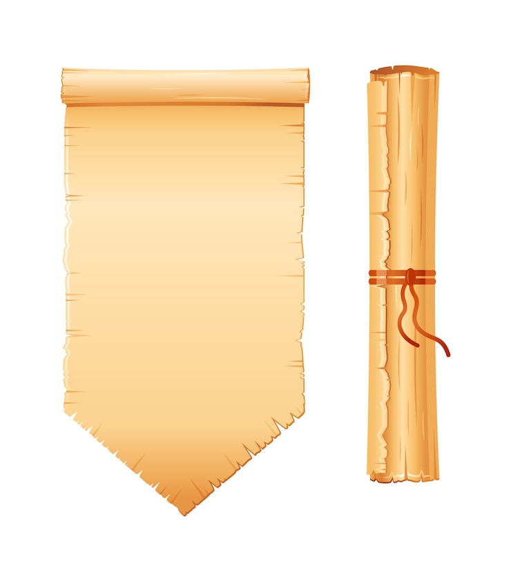 Vector papyrus scroll set, perkamentpapier met oude textuur
