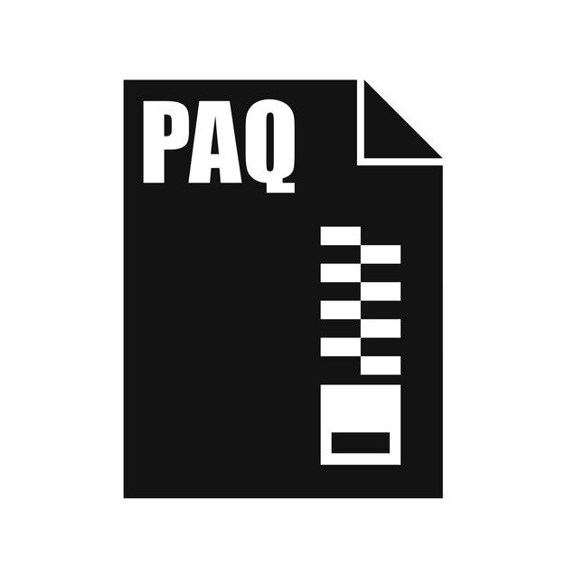 PAQ Black File Icon Flat Design Style