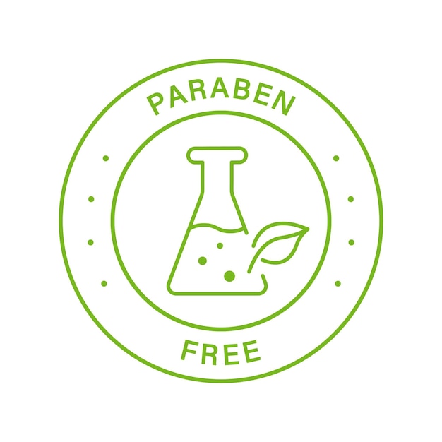 Vector paraben chemical free green circle stamp no preservative safety bio product line icon free plastic