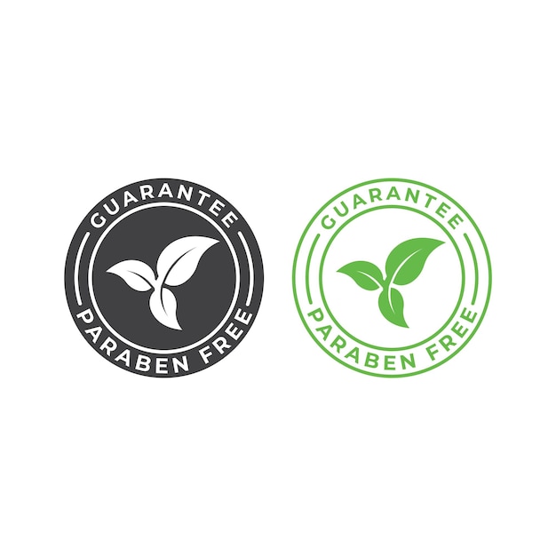 Paraben free, guarantee label. vector icon template