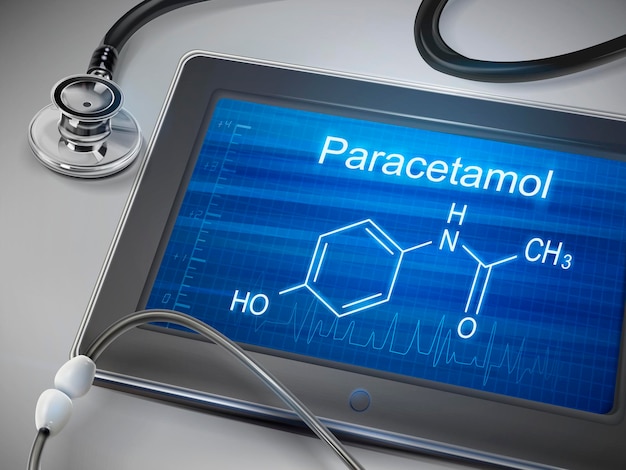 Vector paracetamol woord weergegeven op tablet