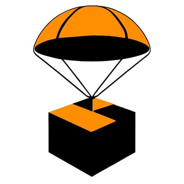 Vector parachute- en luchtballonvectorillustratie