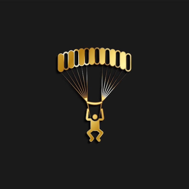 Parachute man icon gold icon vector illustration of golden style on dark background