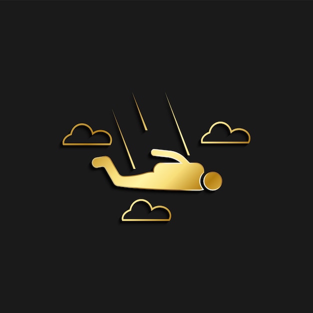 Parachute man icon gold icon Vector illustration of golden style on dark background