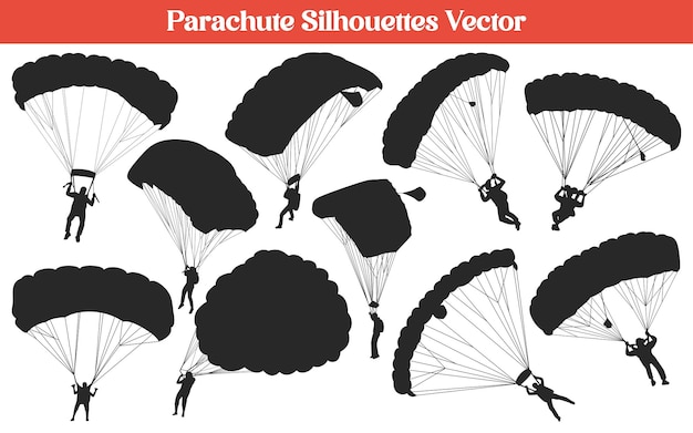 Parachute of parachutespringen paragliding silhouetten vector collectie