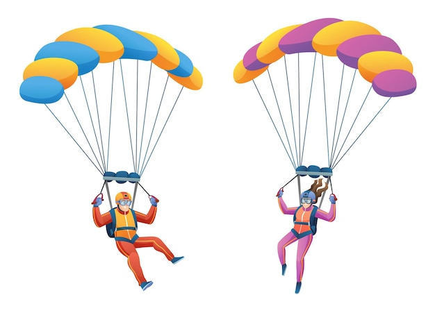 Parachute skydiver paar karaktersets