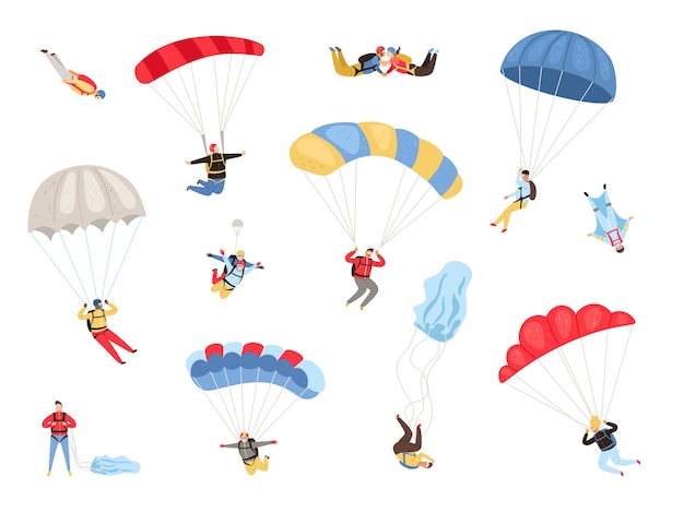 Parachute skydivers set