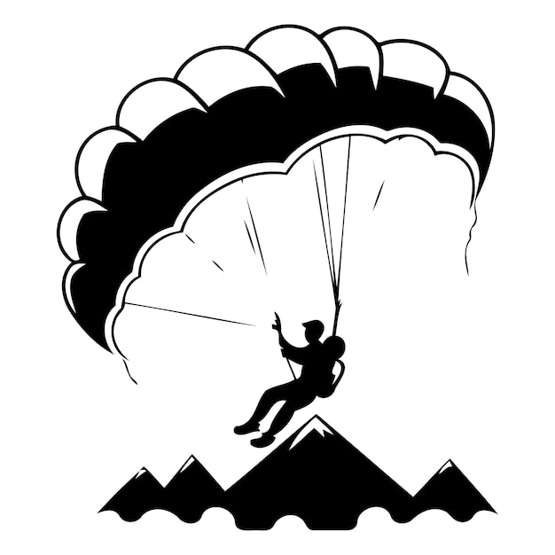 Vector parachutist vliegt op een rode parachute vector illustratie