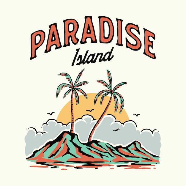 Vector paradijs eiland strand illustratie