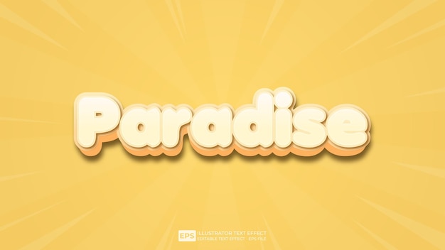 Вектор Шрифт с редактируемым текстовым эффектом paradise 3d