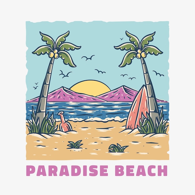 Vector paradise beach illustration