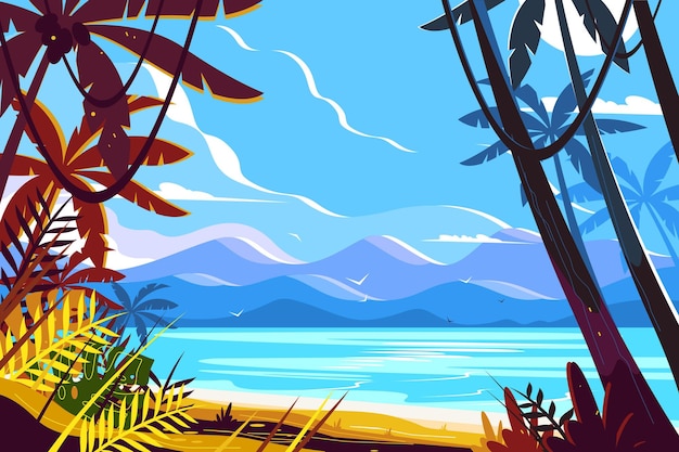 Vector paradise beach landscape.