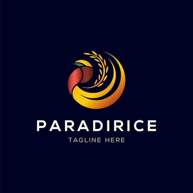 Шаблон логотипа райской птицы и риса в современном стиле