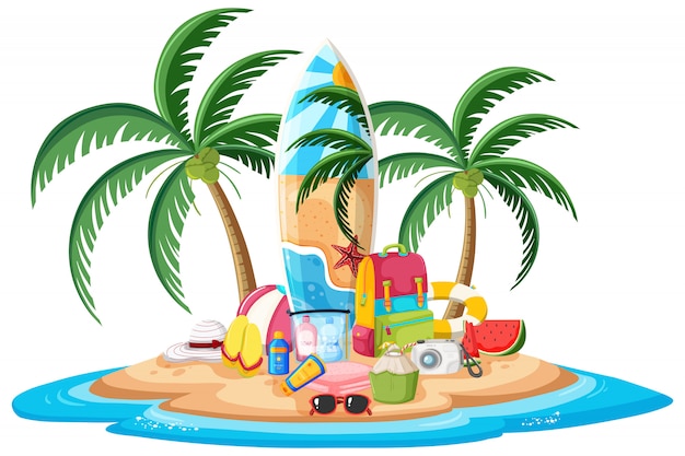 Vector a paradise island and beach element