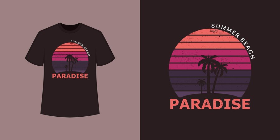 Premium Vector | Paradise ocean beach t shirt style and trendy clothing ...