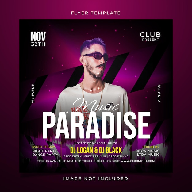 Paradise party flyer template