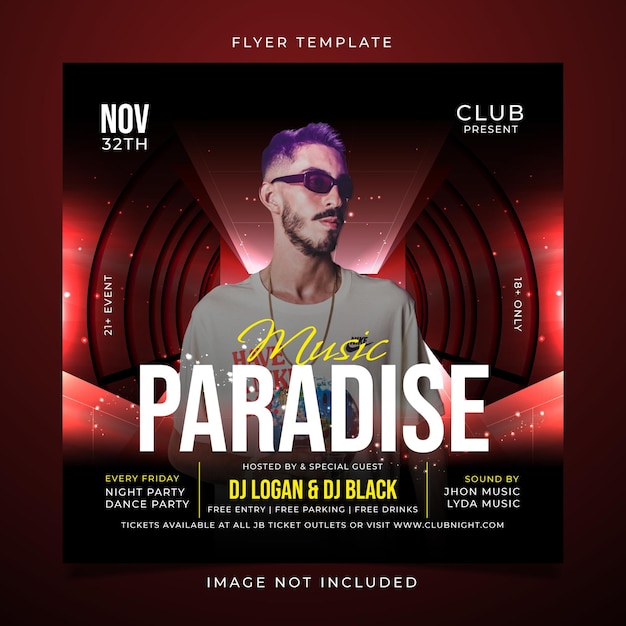 Vector paradise party flyer template