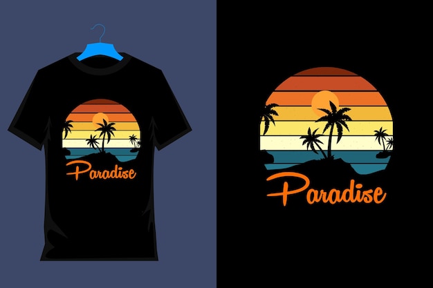 Paradise retro vintage t shirt design