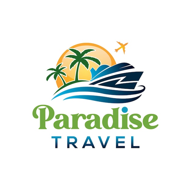 Premium Vector | Paradise travel agency logo idea