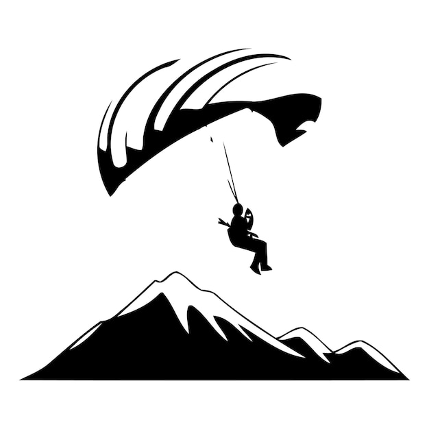 Vettore parapente che vola sopra le montagne parapente nel cielo illustrazione vettoriale