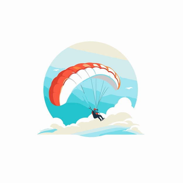 Paraglider flying in the sky extreme sport vector Illustration