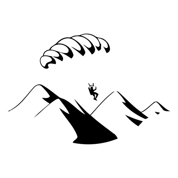 Vector paraglider vliegt boven de bergen extreme sport vector illustratie