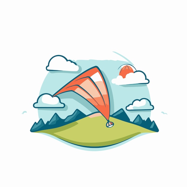 Vector paraglider vliegt in de lucht vector vlakke illustratie