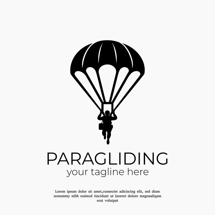 Vector paragliding-logo met een eenvoudig silhouet