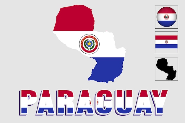 Vector paraguay flag and map in a vector graphic