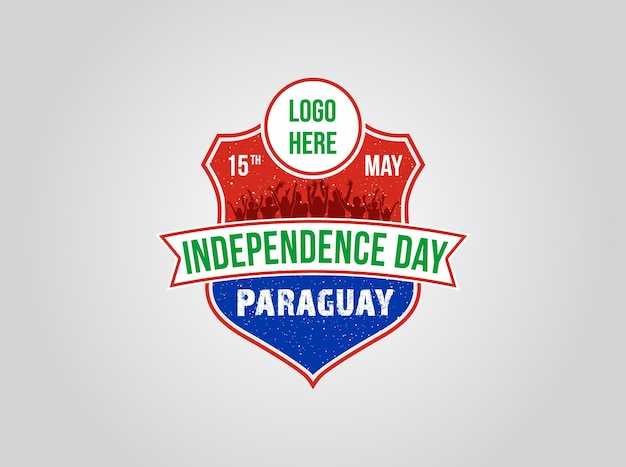 Vector paraguay onafhankelijkheidsdag mensen vieren 15 mei de nationale vlagkleur op het schild