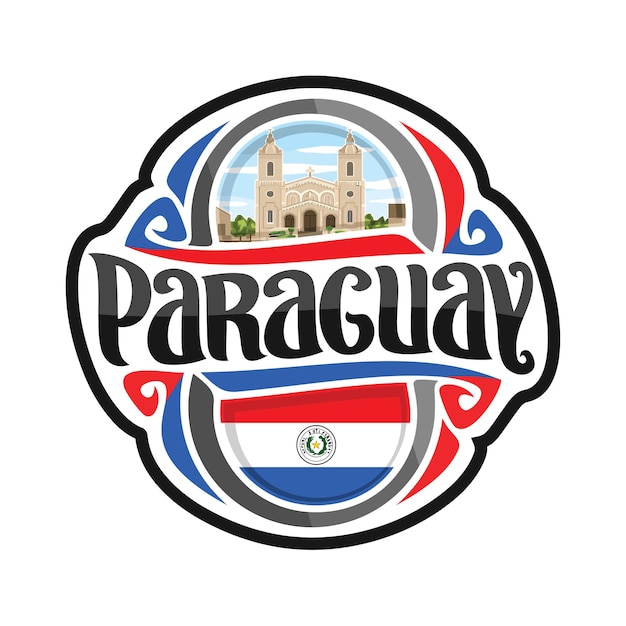 Illustrazione del ricordo di viaggio del distintivo del logo della bandiera dell'autoadesivo del paraguay