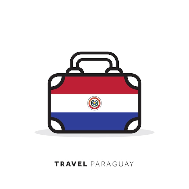 Концепция путешествия в Парагвай Значок вектора чемодана с национальным флагом страны