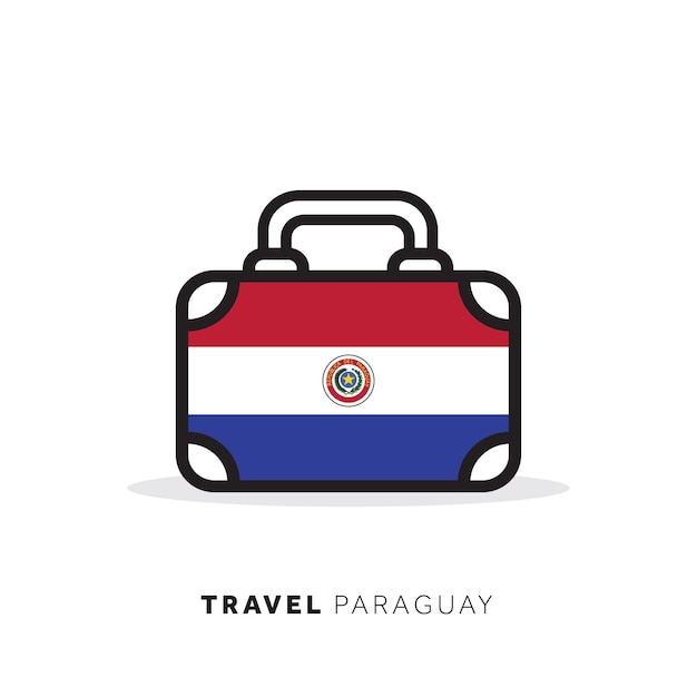 Paraguay travel concept suitcase vector icon with national country flag