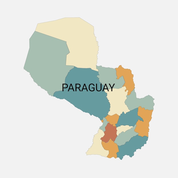 Vettore mappa vettoriale del paraguay con divisioni amministrative