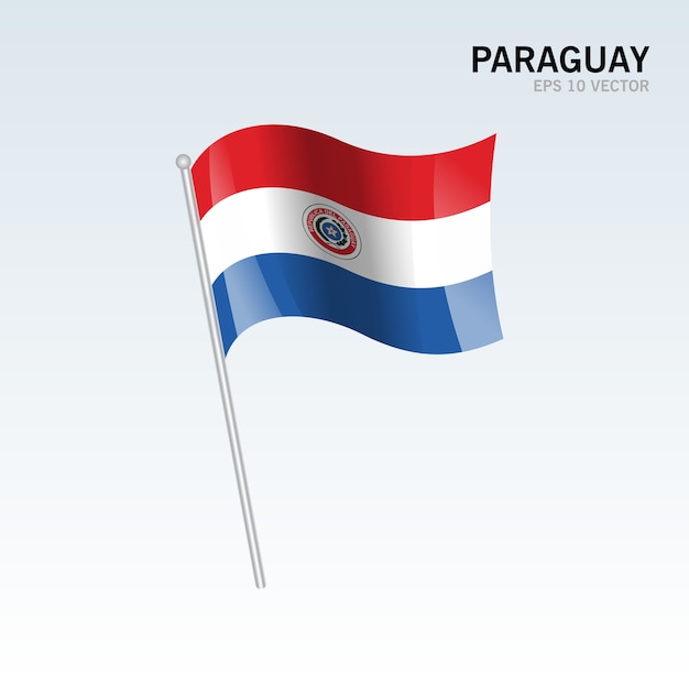 Paraguay waving flag isolated on gray background