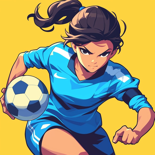 Vector a paraguayan woman is playing soccer